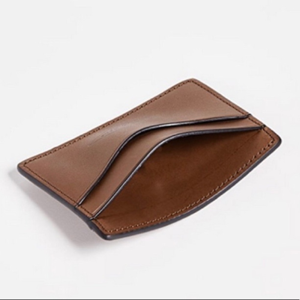 NIB Rag & Bone Hampshire Card Case Brown Leather Wallet for Men Boxed